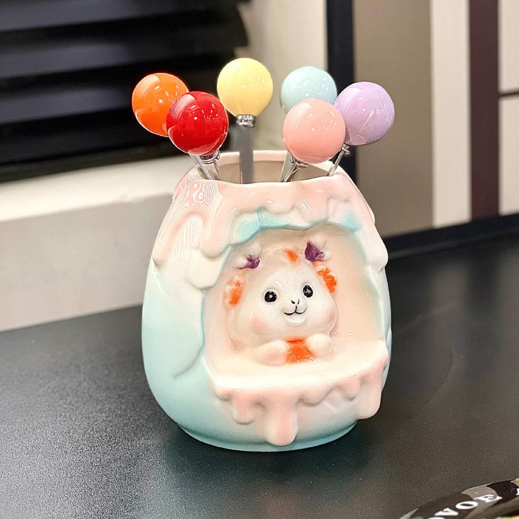 1 Set of Stainless Steel Household Kitchen Dessert Cake Fruit Sign Fruit Fork Storage Jar Set Fruit Fork Suitable for Weddings, Banquets, Gifts