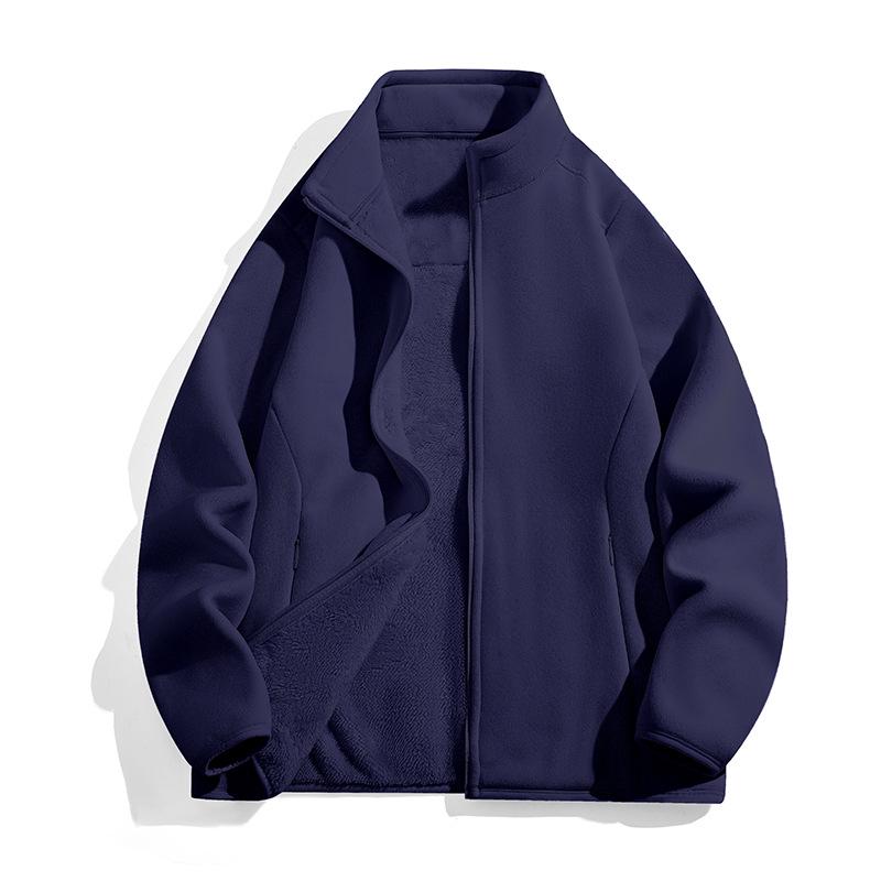 Men's and Women's Plus Velvet Thickened Warm Fleece Cardigan Jacket