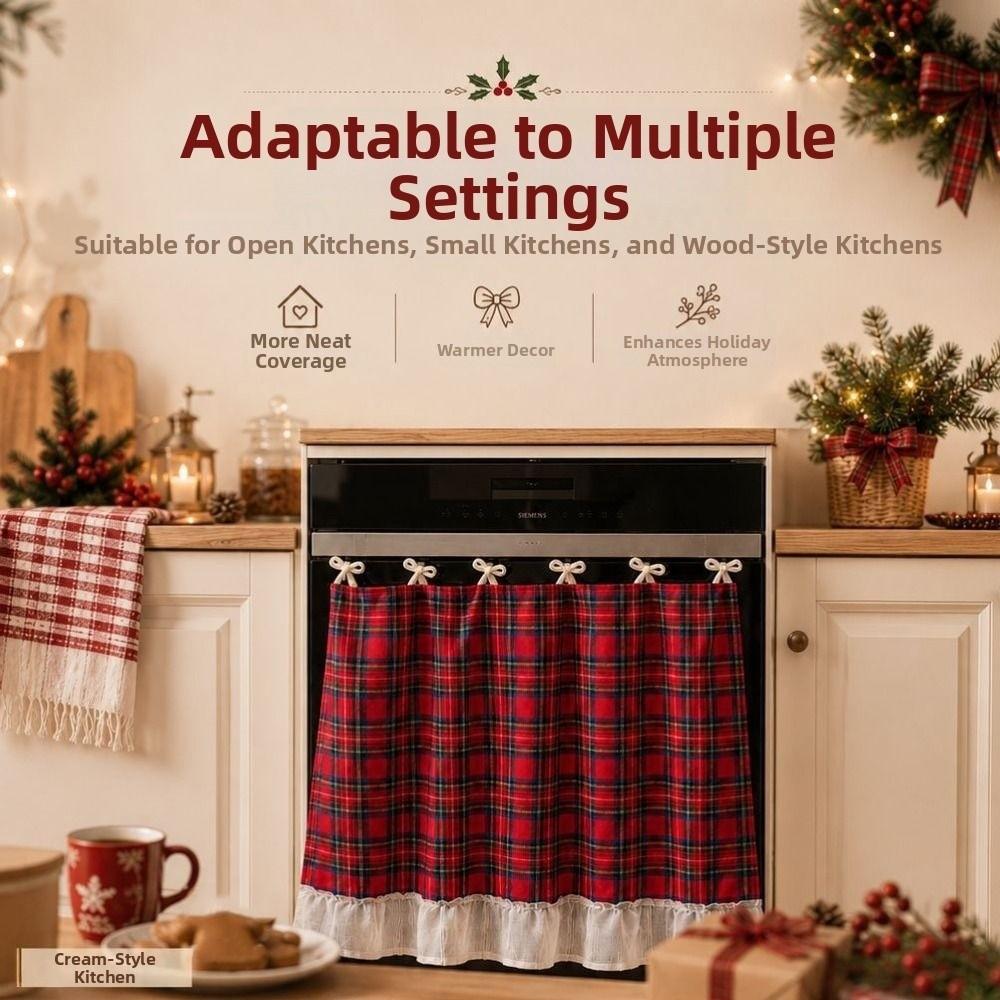 Ruffle Trim Oven Door Curtain Rural Style Christmas Oven Skirt Kitchen Decor