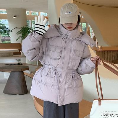 Инструментальная пуховая куртка женская 2025 зимняя мода талия тонкая многокарманная теплая пуховая куртка из пуха маленькой белой утки прилив