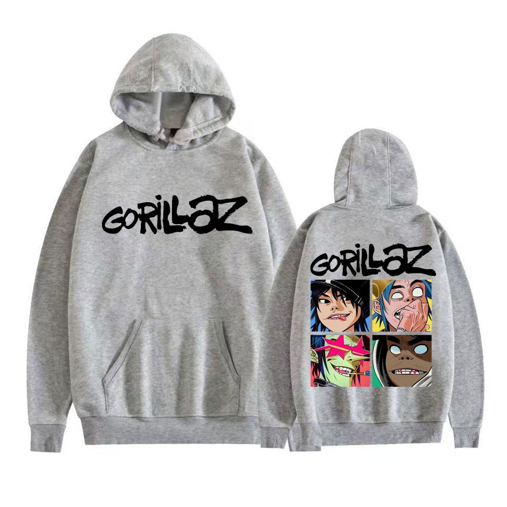 Rock Band Gorillaz Vintage Cartoon Hoodies Men Women Fashion Gothic Oversized Hoodie Autumn/Winter Casual Sweatshirts Streetwear