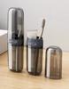 Portable Transparent Toiletries Set Storage Box for Travel, Including Travel Mouthwash Cup and Toothbrush Holder