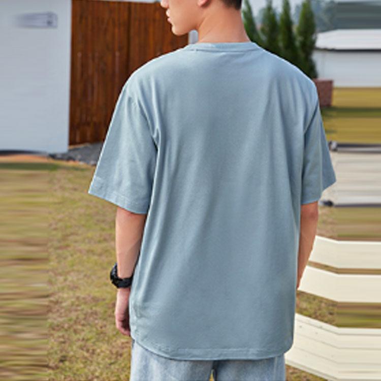 Li Ning Sports Fashion Series Text Print Round Neck Short Sleeve T-Shirt Men Tops Blue AHSR708-4