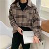 Женская клетчатая рубашка больших размеров, осенне-зимний новый топ в стиле ретро, ​​свободная куртка Y2k, модное шикарное элегантное женское повседневное пальто
