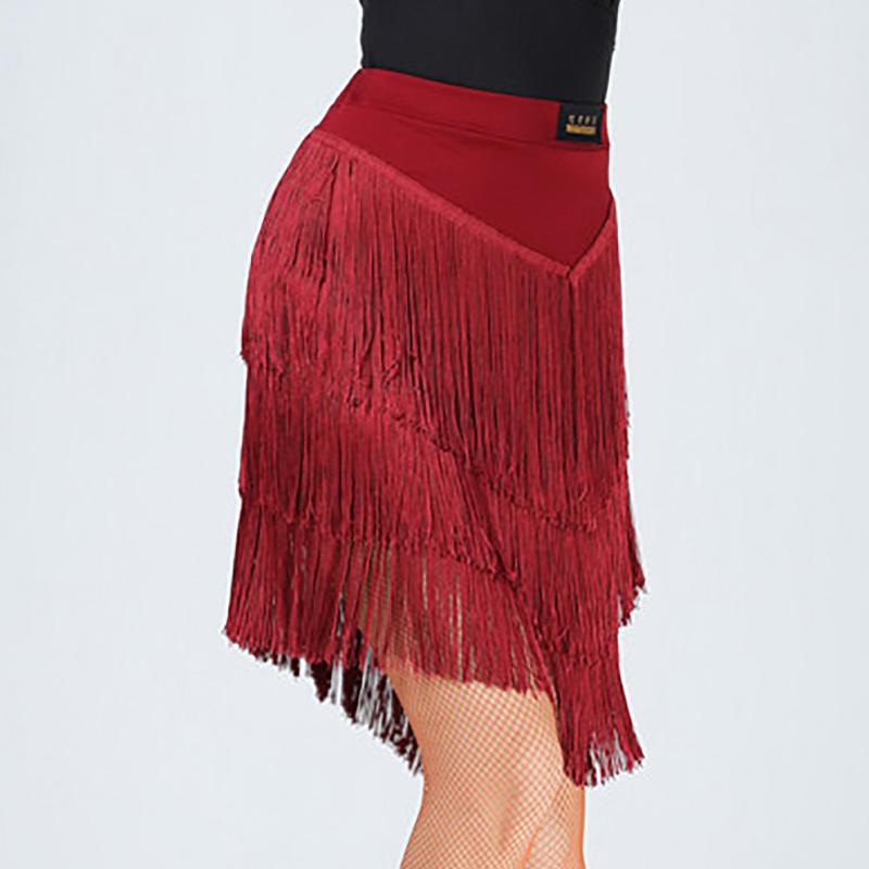 Женская юбка для латинских танцев, цельная юбка для бальных танцев, румба, самба, танцевальная одежда с кисточками для взрослых, женский тренировочный костюм чача