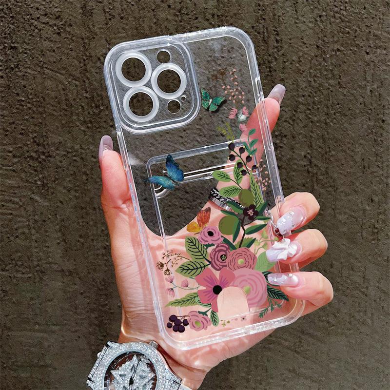 Силиконовый чехол-карман для карт для Tecno Spark 10 Infinix Note 30 Oppo A60 A3 A5 Pro Samsung A06 A16 A36 A56 Обложка Прозрачный бампер для телефона