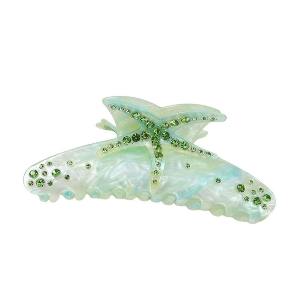 Acetic Acid Starfish Acetate Hair Clip Elegant Crystal Shell Hair Claw Rhinestone Shark Clip Beach