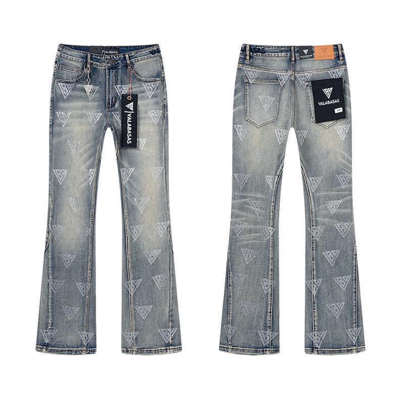 Valabasas Style '' Retro Distressed Washed Stretch Flare Jeans Men Women Streetwear Casual Pants