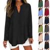 Women's T Shirt Tee Solid Color Long Sleeve Daily Weekend Fashion Basic V Neck Curved Hem Regular Top