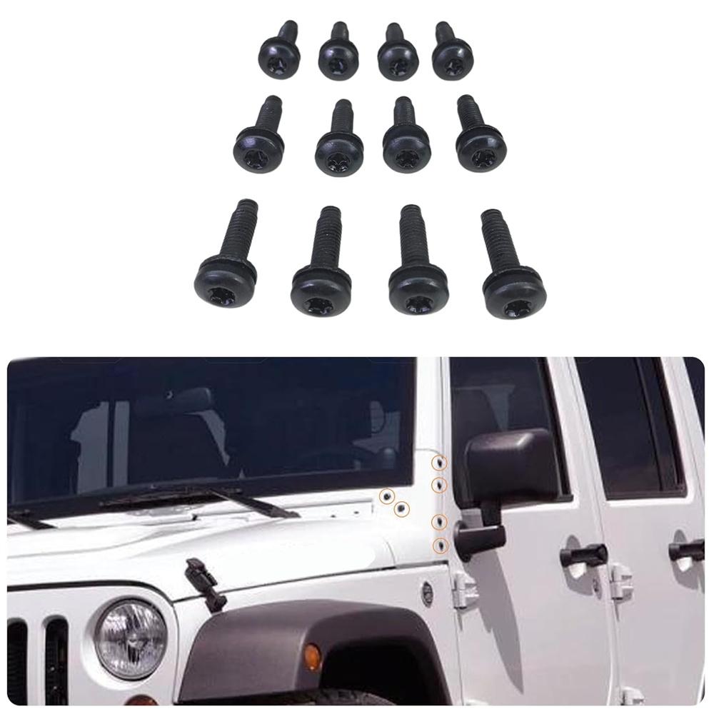 12 шт. Винты-болты петель рамы лобового стекла подходят для Jeep Wrangler JK 2007-2017