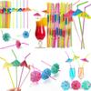 Umbrella Cocktail Drinking Disposable Straws Hawaii Party Facvor Juice Parasols Straws For Bar Summer Home Decor