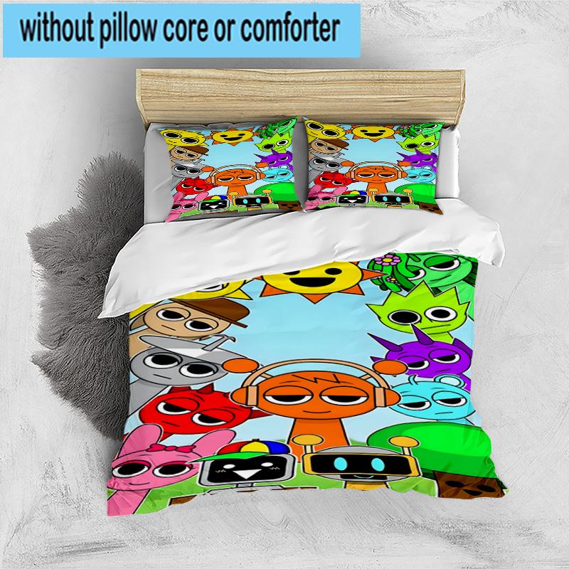 3PCS Colorful Sprun-ki Robot Party 3pcs Bedding,Including 3PCS Duvet Cover And 2pcs Pillowcases Perfect for Christmas,Ideal for Bedroom, Dormitory