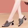 Мода Мода Темперамент Женская обувь Лето Новые Каблуки с рыбьим носком Комфортные Универсальные Женские сандалии Простые Нескользящие Женские тапочки
