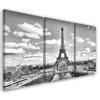 Three Piece Picture Canvas Print Black and White Eiffel Tower