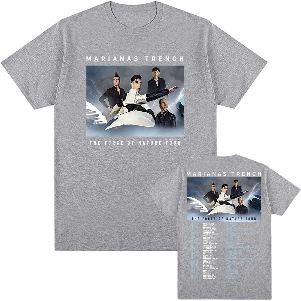 MARIANAS TRENCH Футболки Группа THE FORCE OF NATURE TOUR Футболка Летняя Хлопок Унисекс Женская Футболка Унисекс Уличный стиль Повседневная Унисекс Футболки