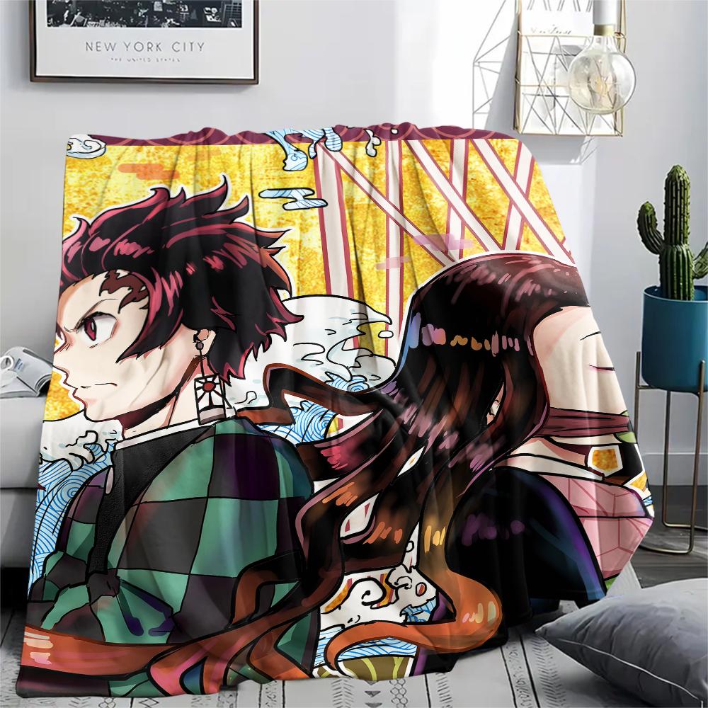Demon Slayer Nezuko & Tanjiro Blanket, Cozy Throw for Sofa Bed, Ideal Gift for Demon Slayer Fans.chl