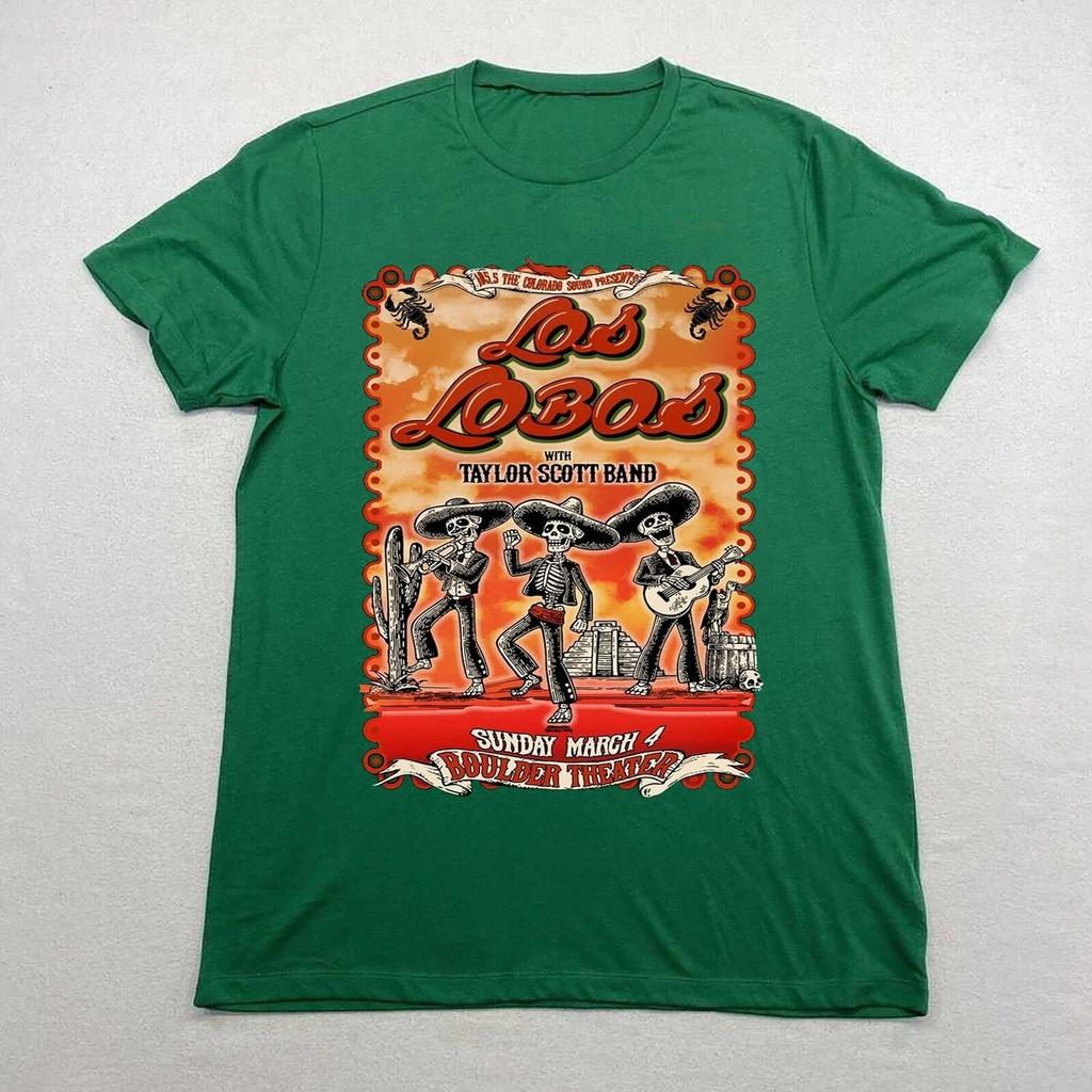 Футболка Los Lobos Band, зелёная, с коротким рукавом, хлопковая, все размеры, унисекс, BL1424