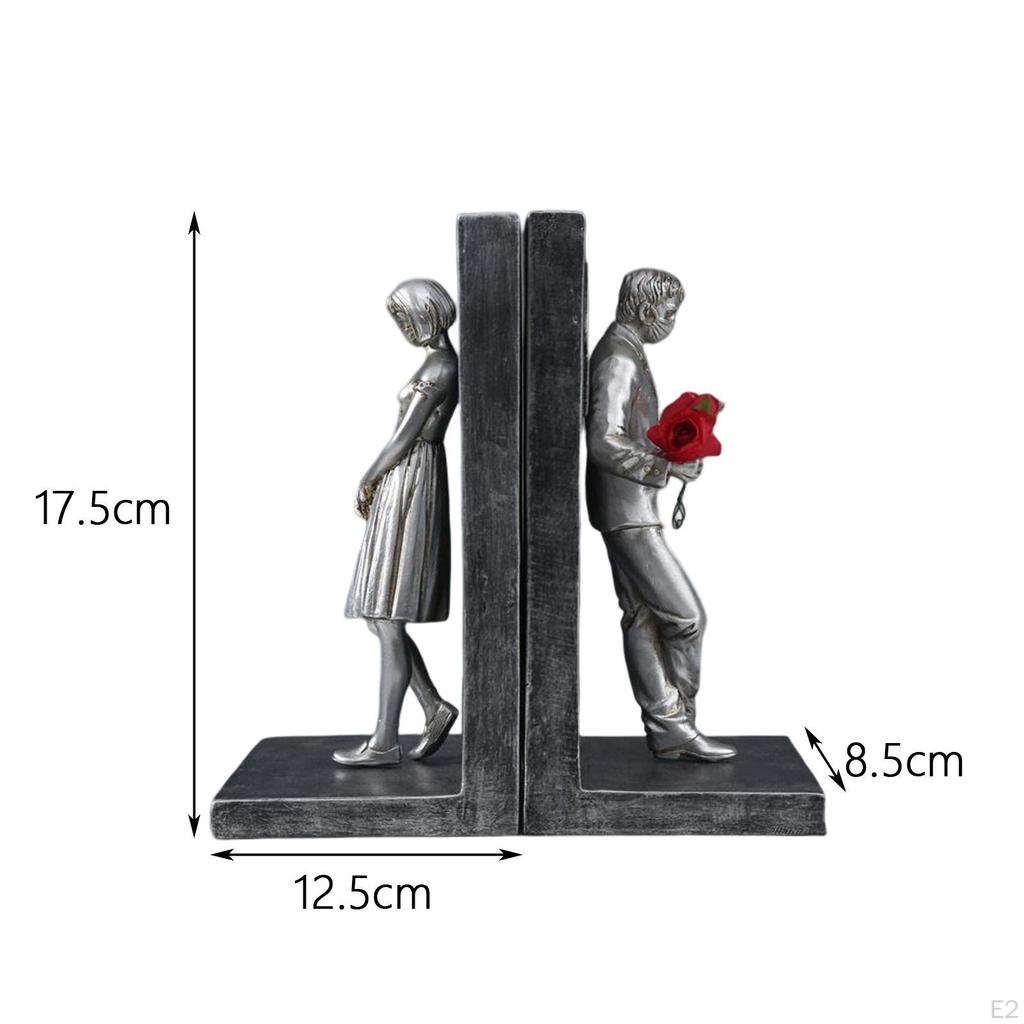 Decorative Bookends Creative Book Holder Organizer Support Couple Statue Figurine Resin