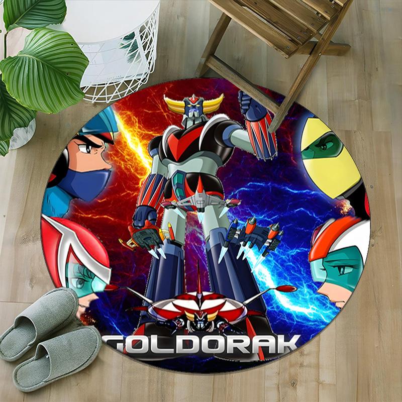 1pc UFO Robot Grendizer5 Print Round Carpet Chair Round Carpet Suitable for Bedroom Living Room Home Decorative Carpet