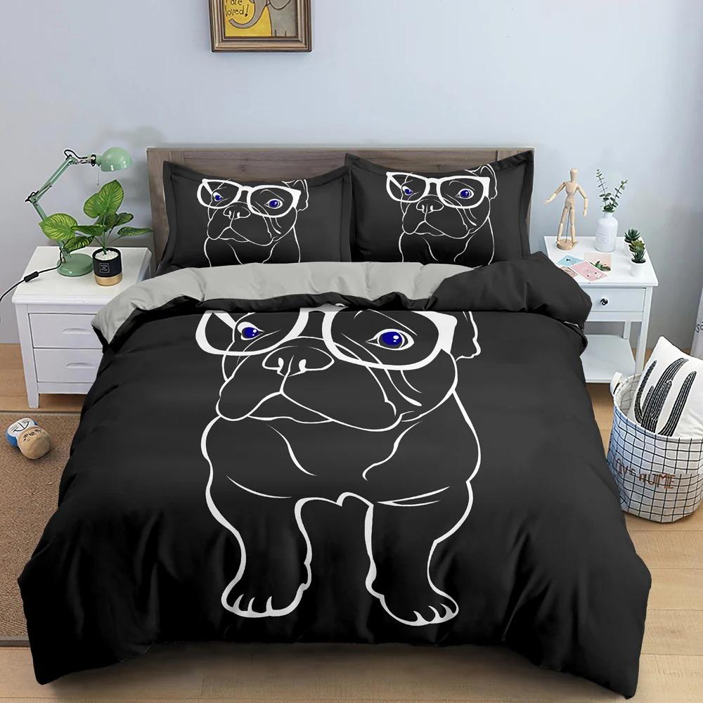 French Bulldog Duvet Cover Twin Queen Cute Puppy Dog Comforter Cover Cartoon Pet Animal Print Bedding Set For Boys Girls Bedroom