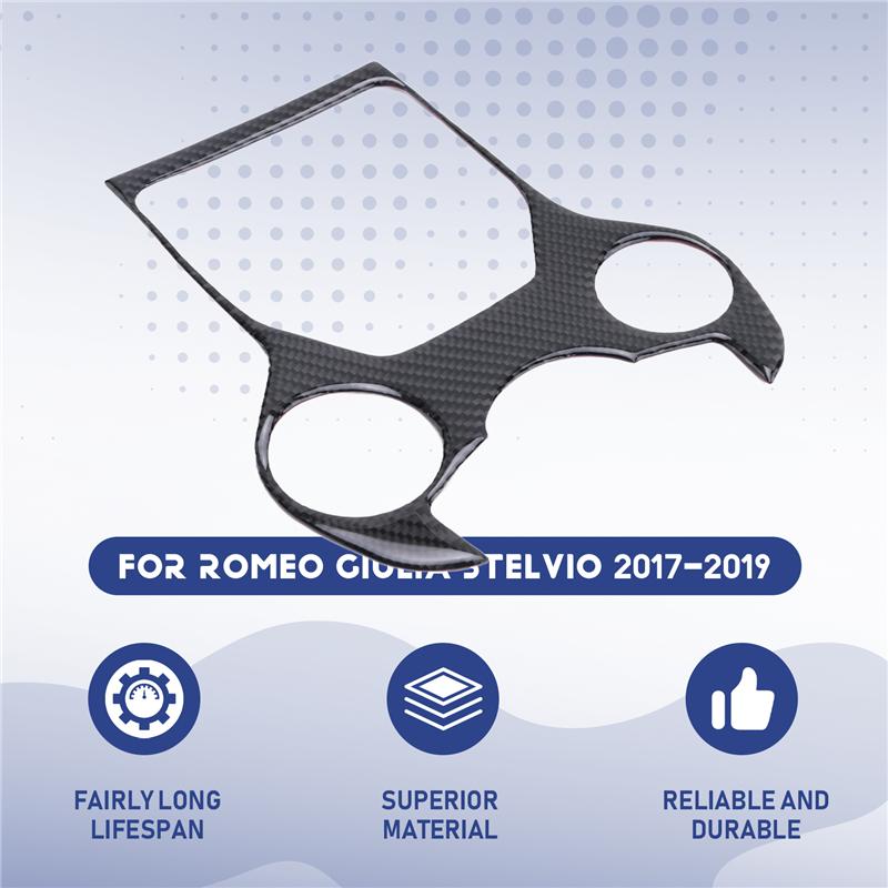 For Alfa Romeo Giulia Stelvio 2017- Carbon Fiber Gear Shift Panel Multimedia Buttons Frame Sticker Decoration-M53K