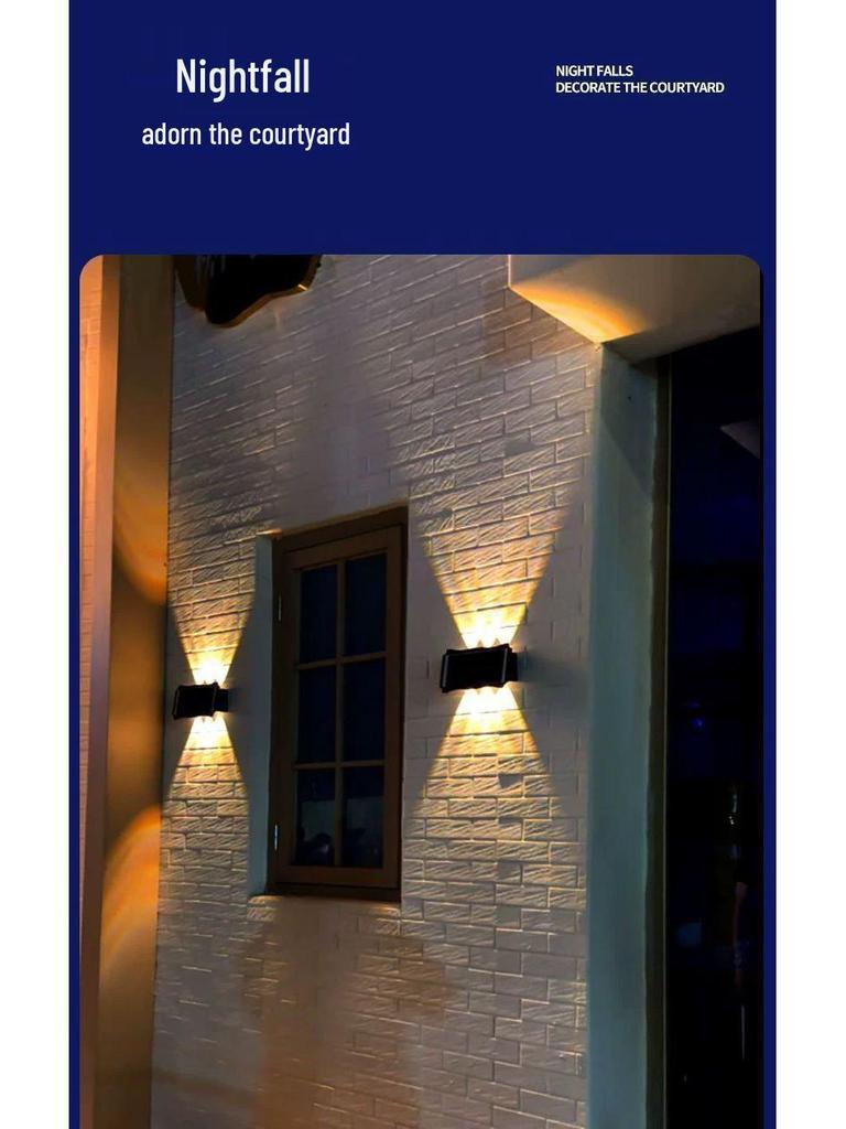 Waterproof Solar Garden Wall Light: Up/Down Outdoor Fence Decor