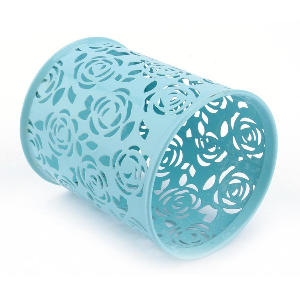 Офисный стол с полым узором в виде розы, держатель для карандашей, контейнер-органайзер(синий)
