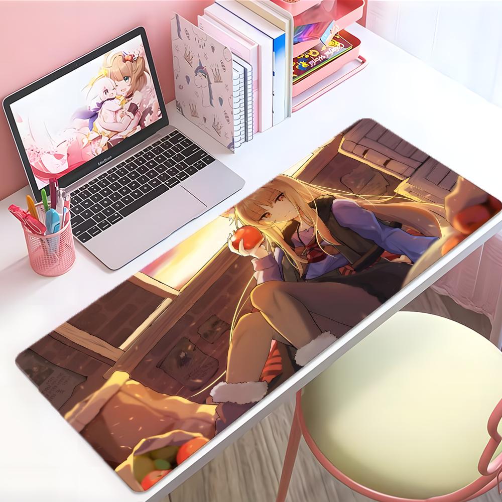 Warm Cute Anime Sspice And Wolf Mouse Pad Large Thick Desk Pad Stitched Edges Gaming Mouse Mat For Pc