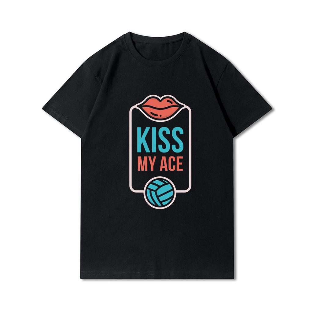 Plus Size Printed Men T Shirts O-Neck Volleyball Heartbeat Volleyball Player Short-Sleeves Tops