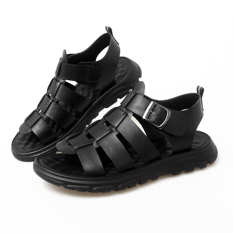 Модные модные летние пляжные мужские сандалии из натуральной кожи для прогулок на открытом воздухе, противоскользящие, пляжные, спортивные сандалии на платформе для мужчин