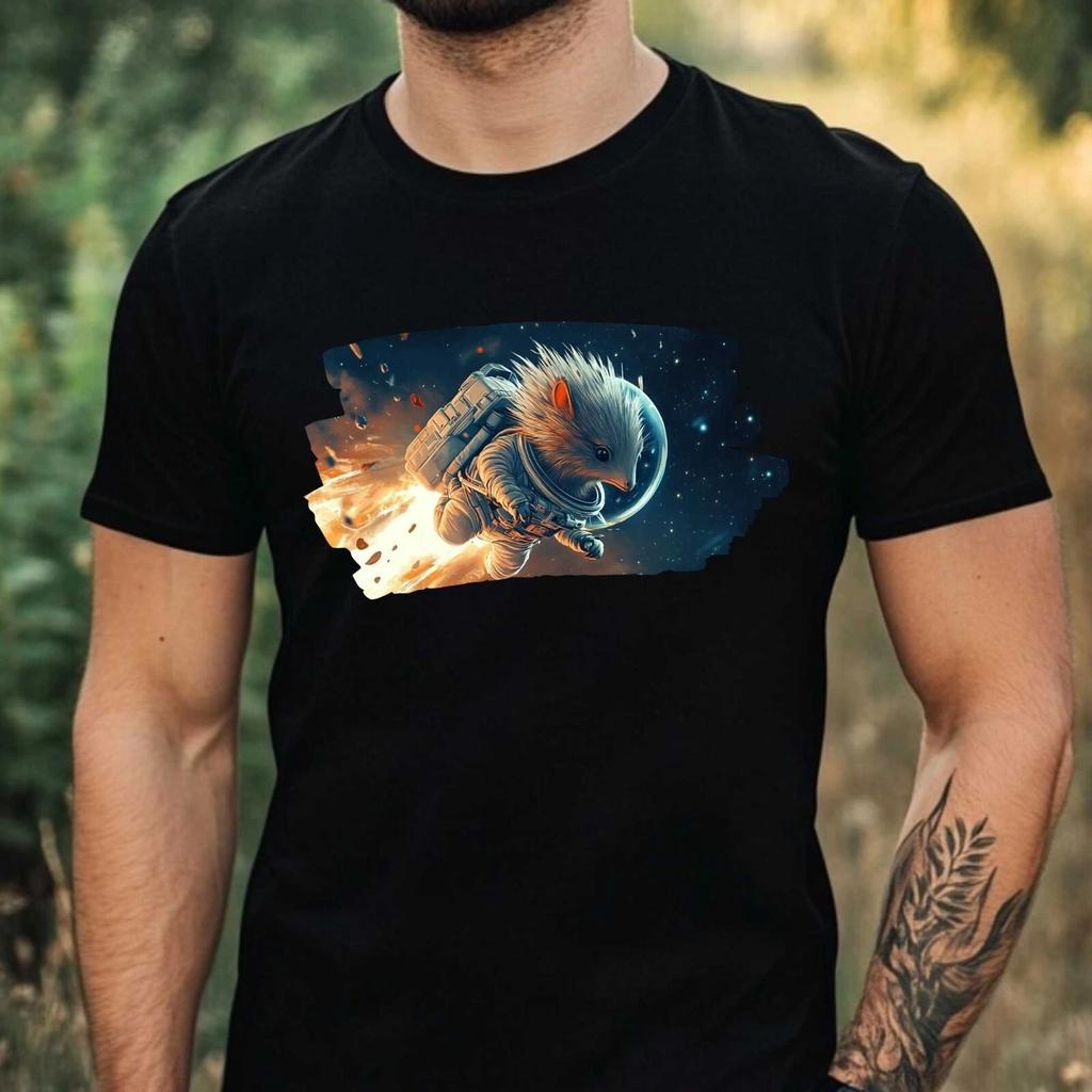 T-Shirt Herren Stachelschwein als Astronaut Motiv Baumwolle Größe XS bis 5XL
