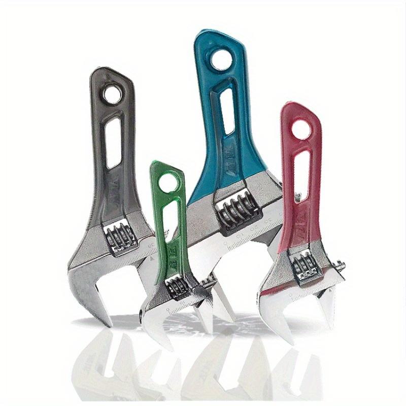Adjustable Wrench Large Opening Short Handle Mini Monkey Spanner Laser Scale Rubber Wrapped Key Plumbing Pipeline Bathroom Tools