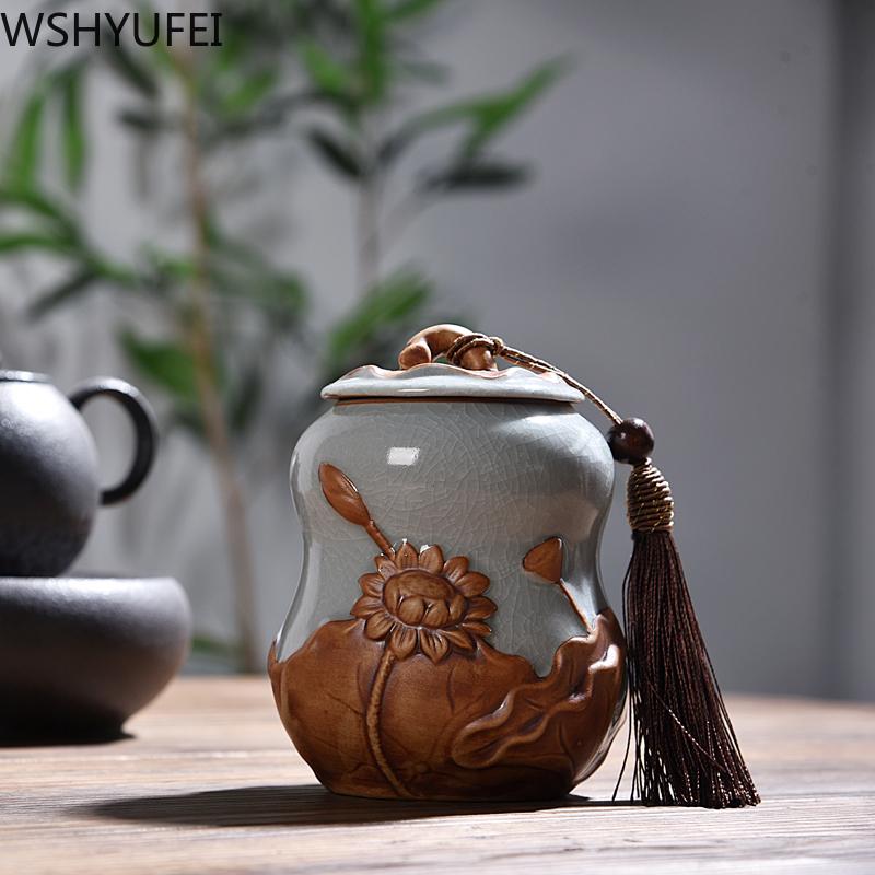 Китайские керамические чайные банки большой емкости, дорожный ящик для хранения чайных пакетиков, портативный герметичный контейнер для керамики, чайный набор, аксессуары