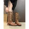 Coarse Heel Retro Knight Boots Western Cowboy Boots Women's Shoes Autumn and Winter 2025 New Cross-lace-up Martin Boots Long Boots