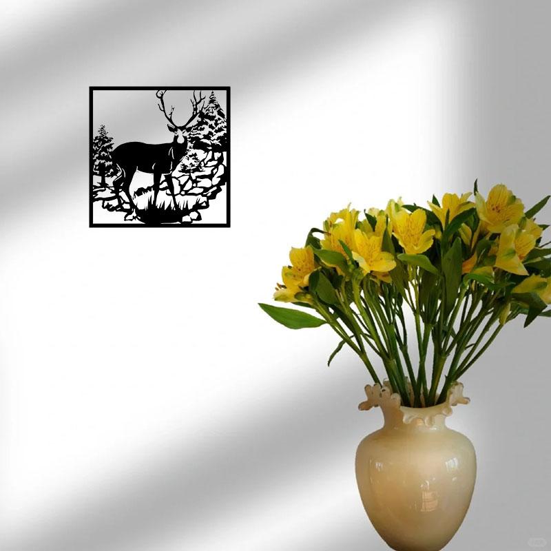 1pc Metal Wall Art Deer In The Forest Wall Decor Hanging Animal Metal Artwork Rustic Wall Decor Metal Wall Hanging