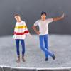 2Pcs 1/64 People Figures Mini Students Diorama Character Figure for Dollhouse