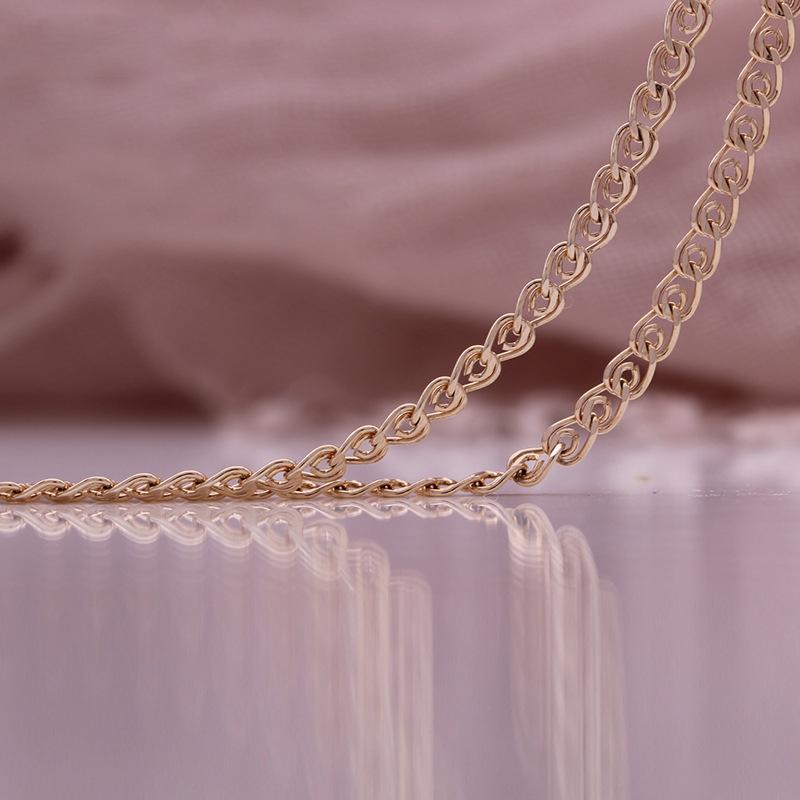 Rose Gold Color Italian Craftsmanship Delicate Girl Woman Bracelet Necklace Combination Long Chain