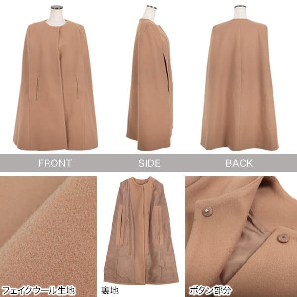 Kobe Lettuce Long Cape Solid Office Black Coat, Color, Fall/Winter Outerwear, Casual, [K1307] M,