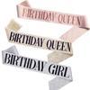 Glitter Birthday Etiquette Belt With Leather Shining Bronzing Letter Shoulder Strap For Queen Birthday Party Decoration Supplies BIRTHDAY QUEEN