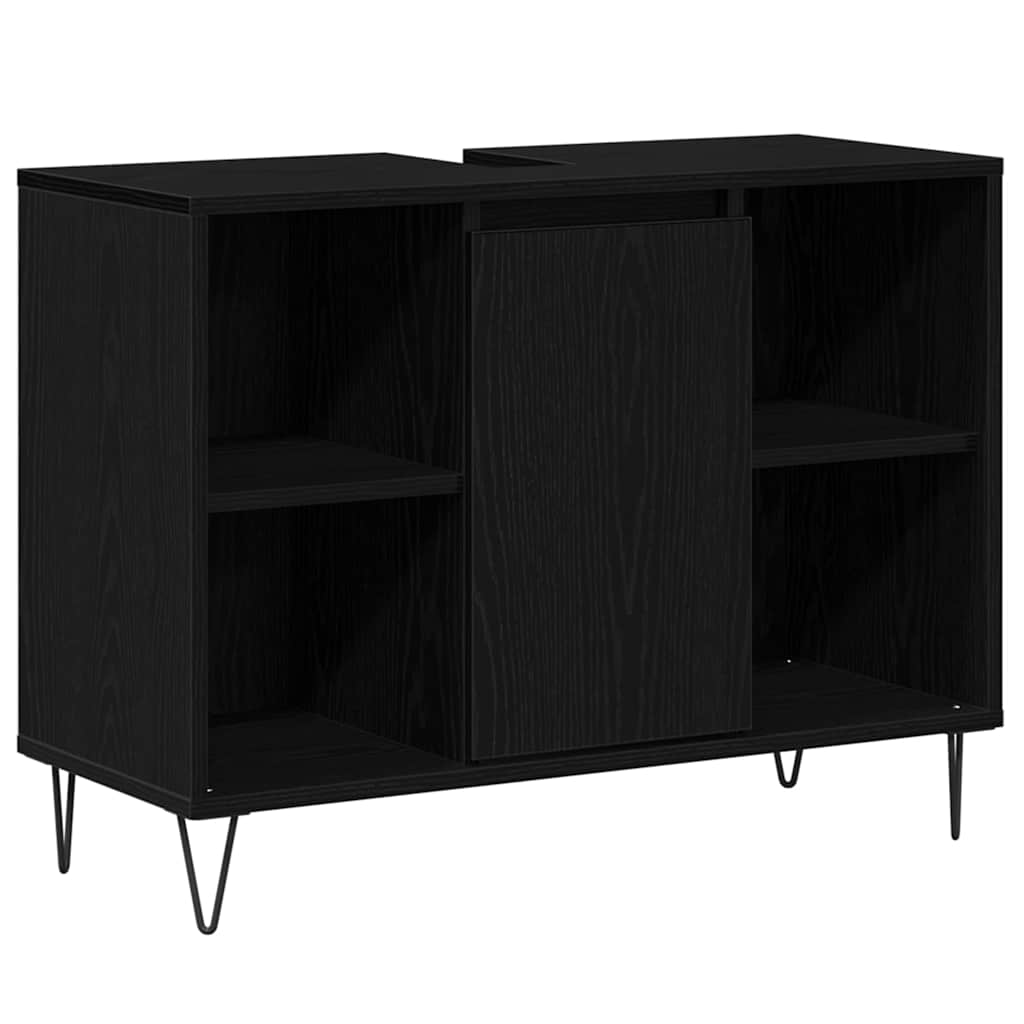 Bathroom Cabinet with Door Black 80 x 33 x 60 cm Engineered Wood