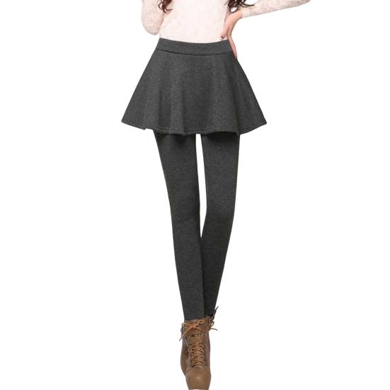 Женские брюки осень-зима, имитация двухсекционного высокоэластичного плиссированного трапециевидного силуэта, леггинсы в стиле пэчворк из плотной плюшевой подкладки, однотонные