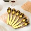 6pcs Cutlery Set Kids Stainless Steel Spoon Gold Small Soup Spoon Dinner Server Flatware Tea Coffee Dessert Dinnerware