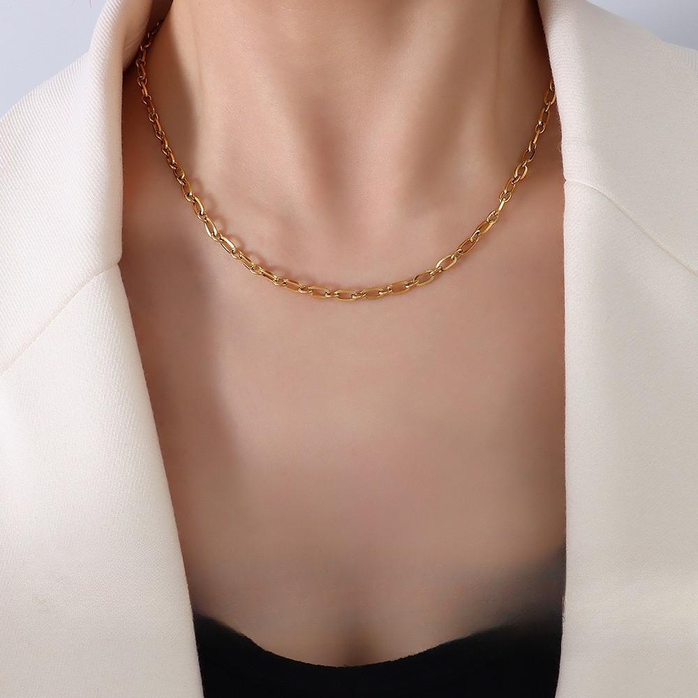 Marka Fashion Универсальное стекированное ожерелье из титановой стали с покрытием из 18-каратного золота О-образная цепочка без кулона Открытая цепочка Ювелирные изделия для женщин
