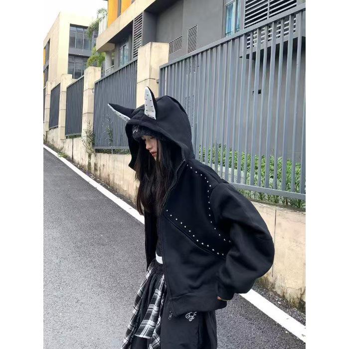 В наличии модная американская толстовка с ушами добермана, тяжелый кардиган с плюшем - Модный, Повседневный, Универсальный.