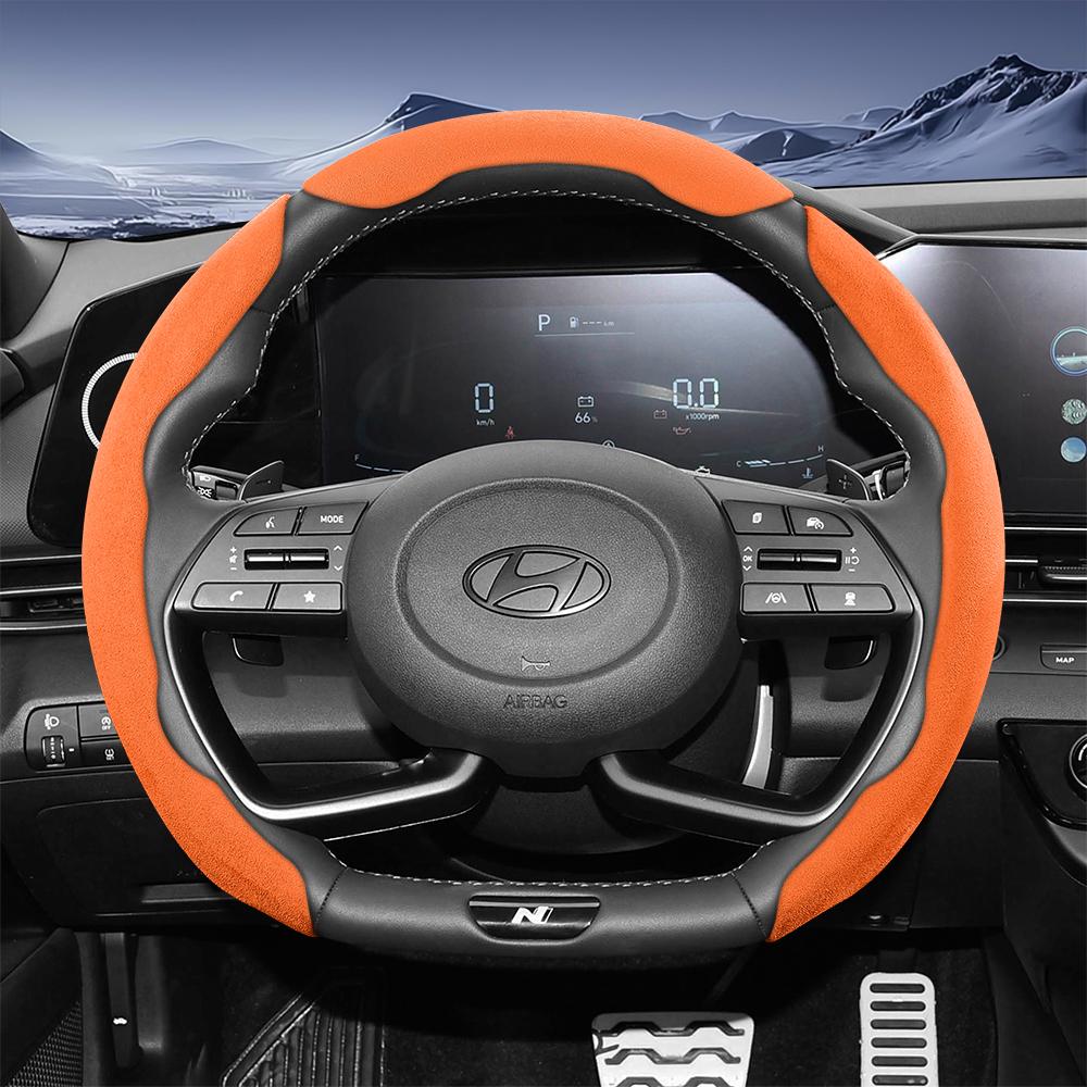 EEJQ9 Suitable for Hyundai Sport Suede Steering Wheel Cover with Split Snap-On Design for Tucson Elantra Avante I30 Sedan Alcazar Grand Creta I10 
