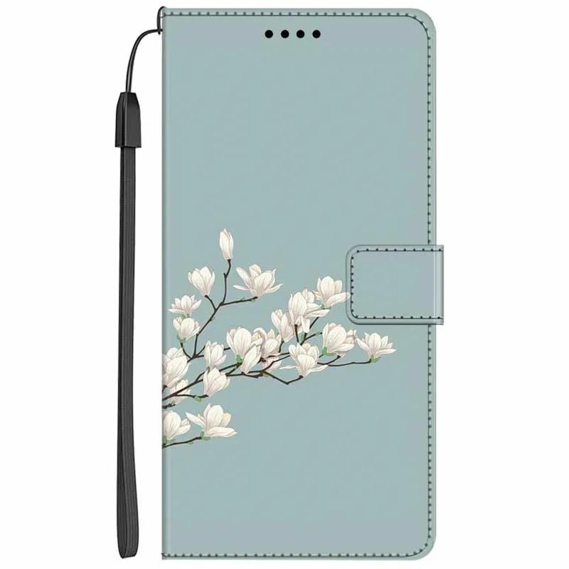 Кожаный чехол-кошелек с рисунком цветка и волка/собаки для Honor X5C Plus, X5C, Magic8 Pro 5G