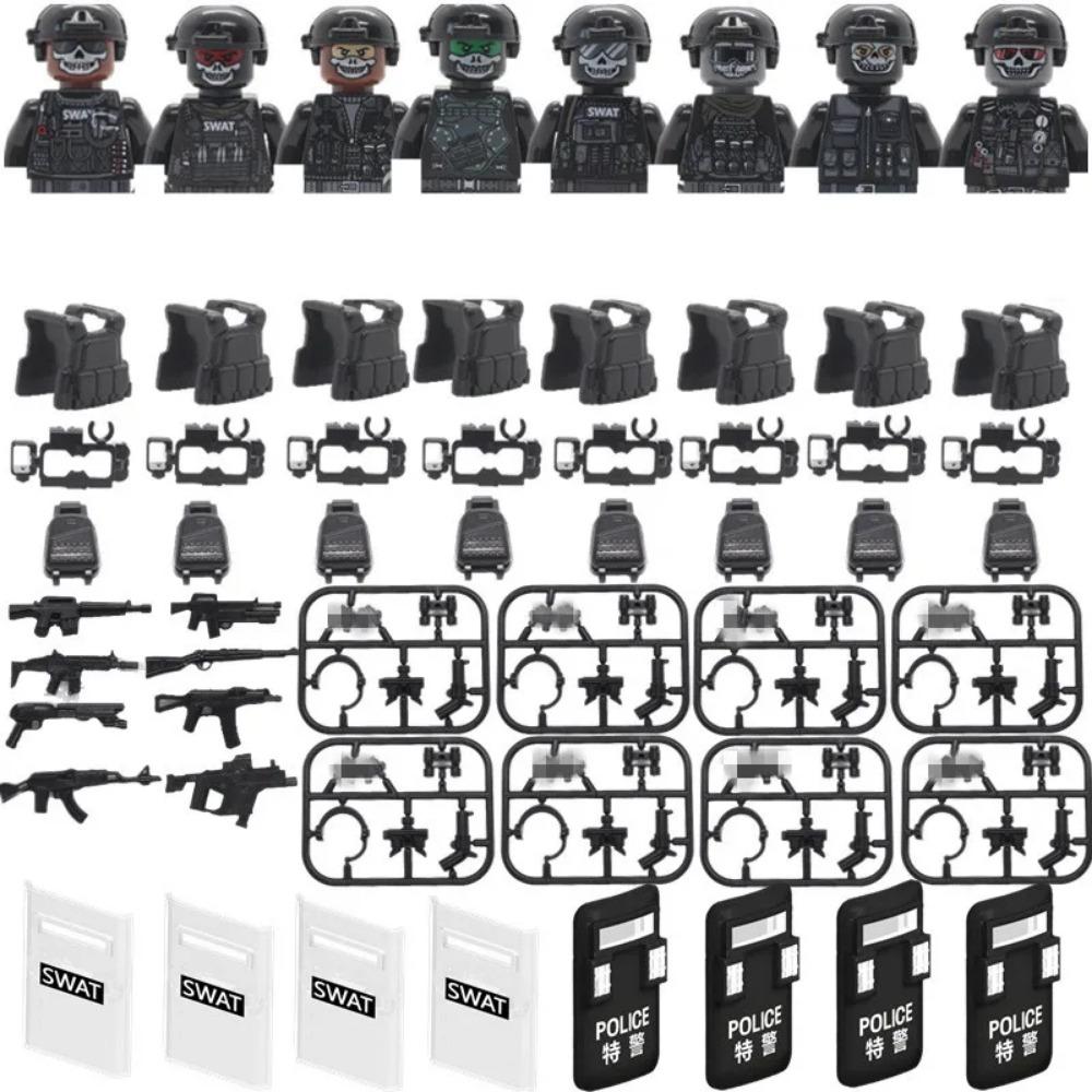 Военный спецназ MOC Строительный блок SWAT Призрачный коммандос Фигурки Полицейские солдаты Армия Оружие Оружие Детская игрушка Подарки