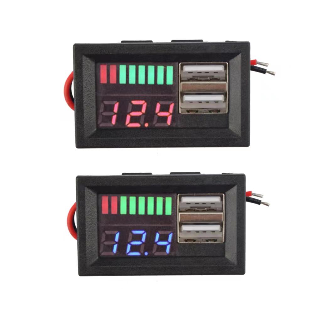 USB 5V 2.4A Автомобильный вольтметр Детектор напряжения 12В-24В 3S-7S Индикатор питания литиевой батареи Тестер емкости Литий-ионная батарея