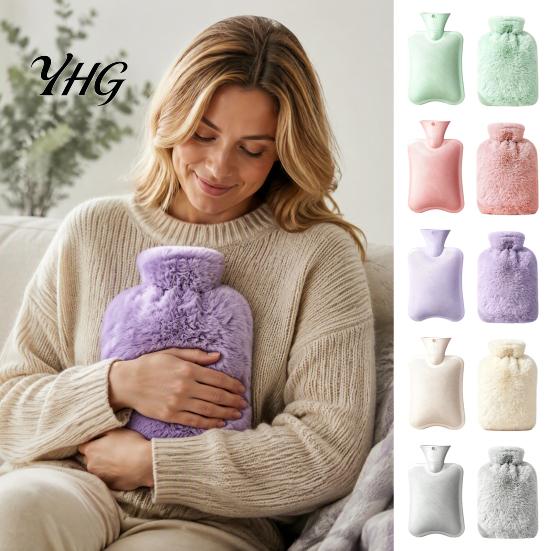 Period Pain Relief Hot Water Bag Bottle with Plush Cover, 500/1000/2000ML Leak-proof Bag, 2000ML Cold Compress Pouch for Shoulder, Back, Hand,