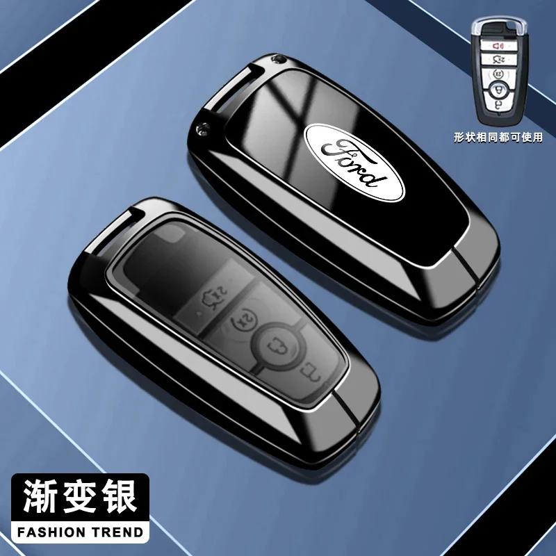 New 2026 Car Sticker Ford New 2025 Hot Zinc Alloy Car Smart Key Case Cover Keyless Shell for Ford Fusion Mustang Kuga Ecosport E